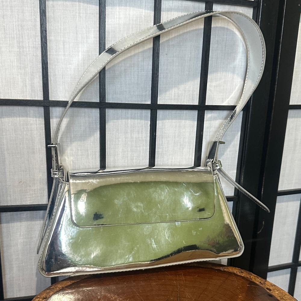 Zara Silver Metallic Shoulder Bag EUC